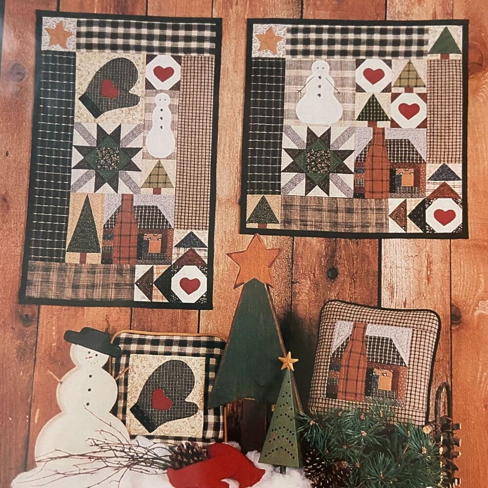 Vtg Calico Hills Farms Snow Cabin Quilt Pattern 18"x18" Sew Craft Patchwork